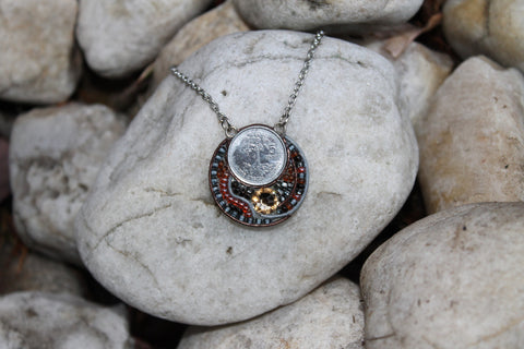 Circle Coin And Bead Mosaic Necklace