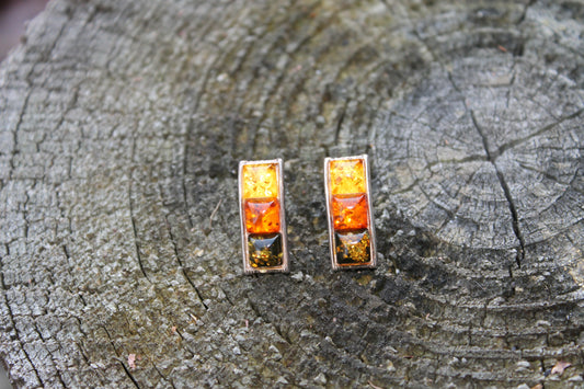 Matchstick Amber Tri Color Earring